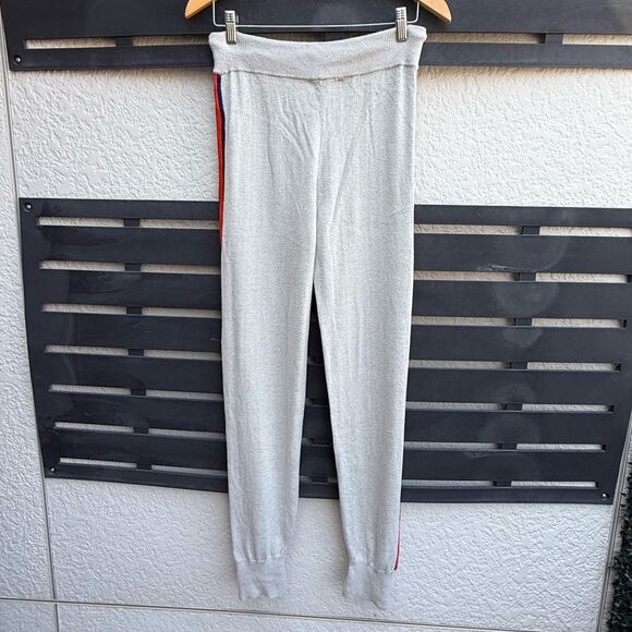 SoHo by Stephanie Horne Knit Joggers Gray w/ Red & Navy Side Stripes | Medium - Picture 4 of 8